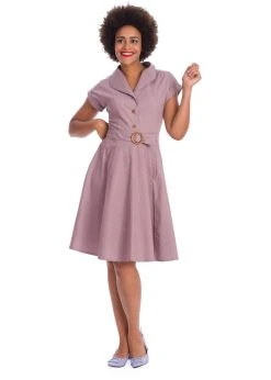 Banned Spot Perfection Polkadot 50's Swing Dress Purple