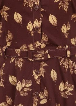 Collectif Caterina Fall Leaves 50's Swing Dress Brown -Pretty Retro Sales collectif AW200830A caterina fall swing dress brown 4 1024x1024