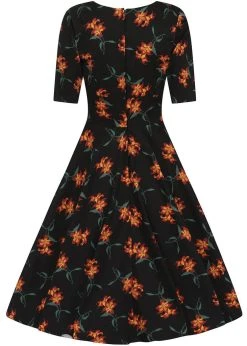Collectif Trixie Midnight Lily 50's Swing Dress Black -Pretty Retro Sales collectif AW200852A trixie midnight lily dress blk sil 2 c32a9839 ec5e 43c4 87a8 0d29b13794ff 1024x1024