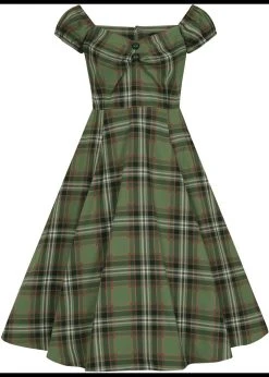 Collectif Dolores Dales Check 50's Swing Dress Green