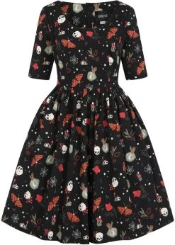 Collectif Amber-Lea Witches Garden 50's Swing Dress Black