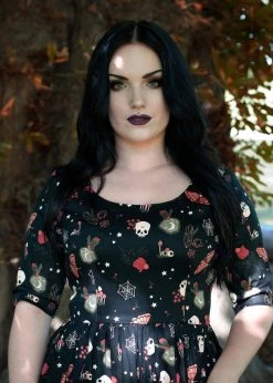 Collectif Amber-Lea Witches Garden 50's Swing Dress Black -Pretty Retro Sales collectif AW210808B amber lea witches sw dress blk 6 1024x1024