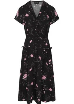 Collectif Liza Tipsy Elephants 50's Swing Dress Black
