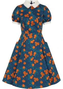 Collectif Peta Flora 50's Swing Dress Navy