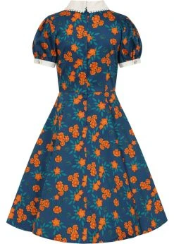 Collectif Peta Flora 50's Swing Dress Navy -Pretty Retro Sales collectif SS210853A peta flora swing dress nav 1 1024x1024