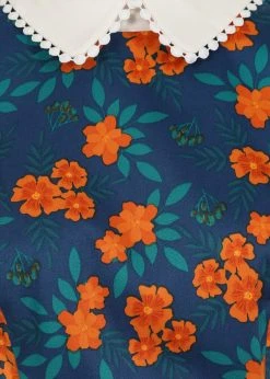 Collectif Peta Flora 50's Swing Dress Navy -Pretty Retro Sales collectif SS210853A peta flora swing dress nav 2 1024x1024