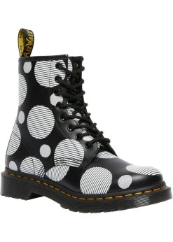 Dr. Martens 1460 Polka Dot Leather Boots Black White