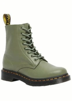 Dr. Martens 1460 Pascal Virginia Soft Leather Boots Khaki Green