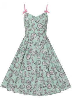 Hell Bunny Birdcage 50's Swing Dress Mint