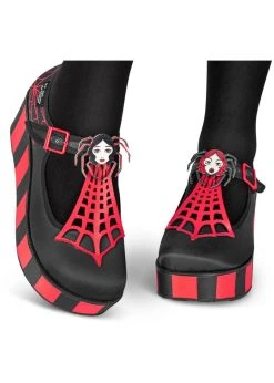 Hot Chocolate Design Spidora Platform Shoes Black