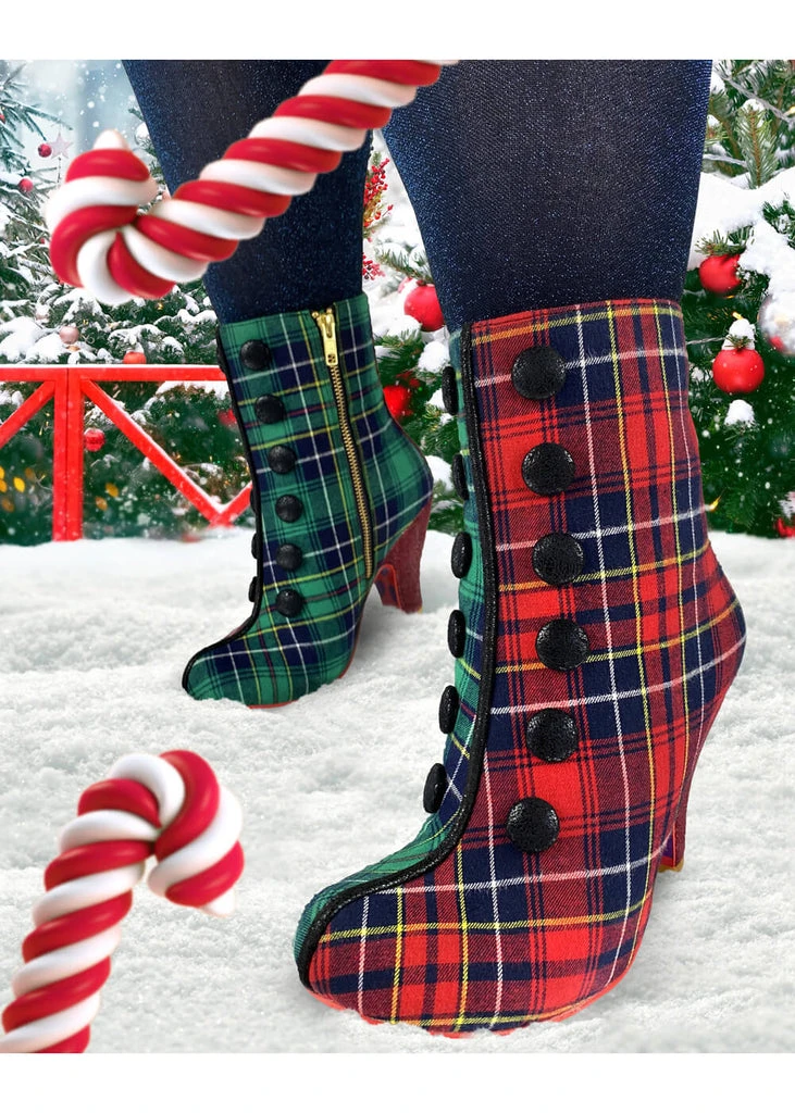 Irregular Choice Cosy Drink Tartan Boots Green Red 4 Irregular Choice Cosy Drink Tartan Boots Green Red - Image 2