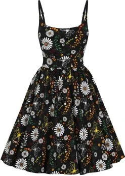 Lady Vintage Halliday Ditsy Daisy 50's Swing Dress Black