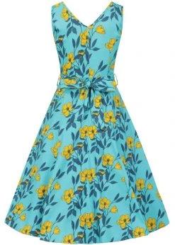 Lady Vintage Charlotte Celestial Beauty 50's Swing Dress Blue