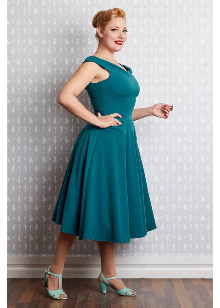 Miss Candyfloss Ida Kat 50's Swing Dress Teal 7 Miss Candyfloss Ida Kat 50's Swing Dress Teal - Image 5