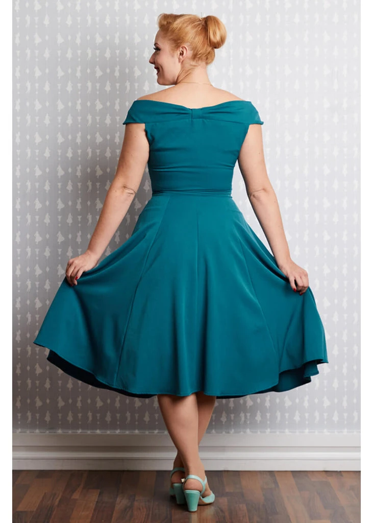 Miss Candyfloss Ida Kat 50's Swing Dress Teal 5 Miss Candyfloss Ida Kat 50's Swing Dress Teal - Image 3