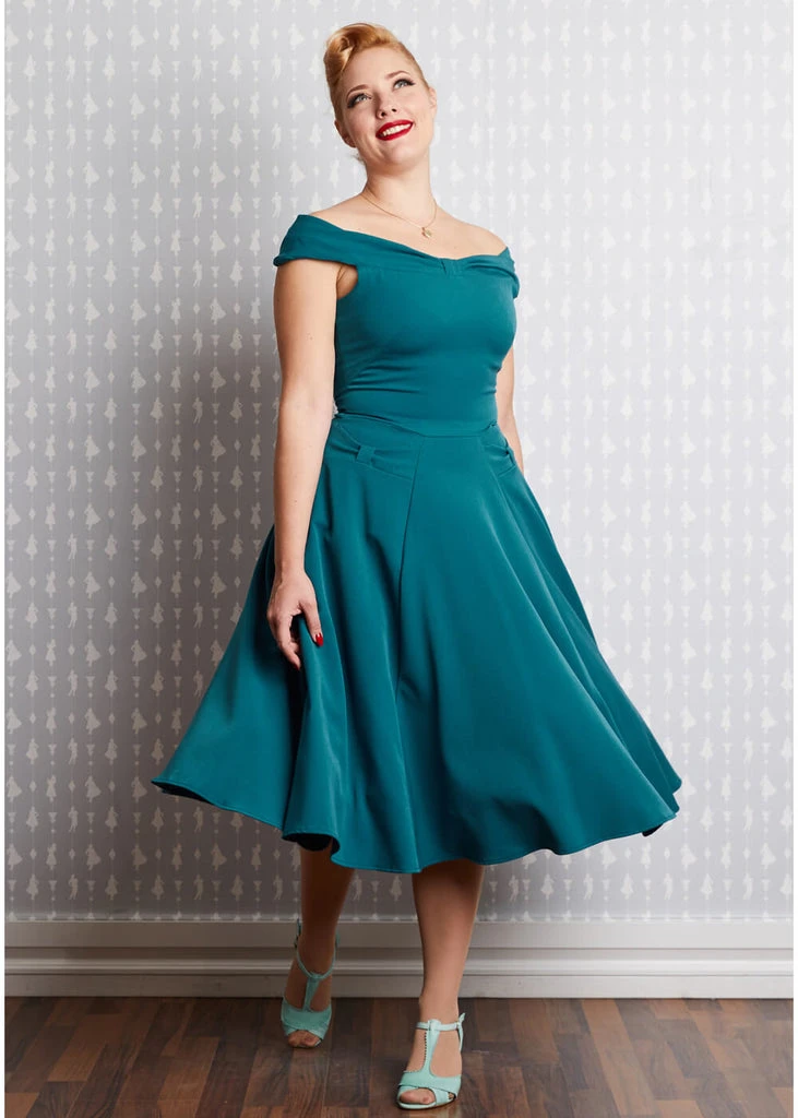 Miss Candyfloss Ida Kat 50's Swing Dress Teal 6 Miss Candyfloss Ida Kat 50's Swing Dress Teal - Image 4