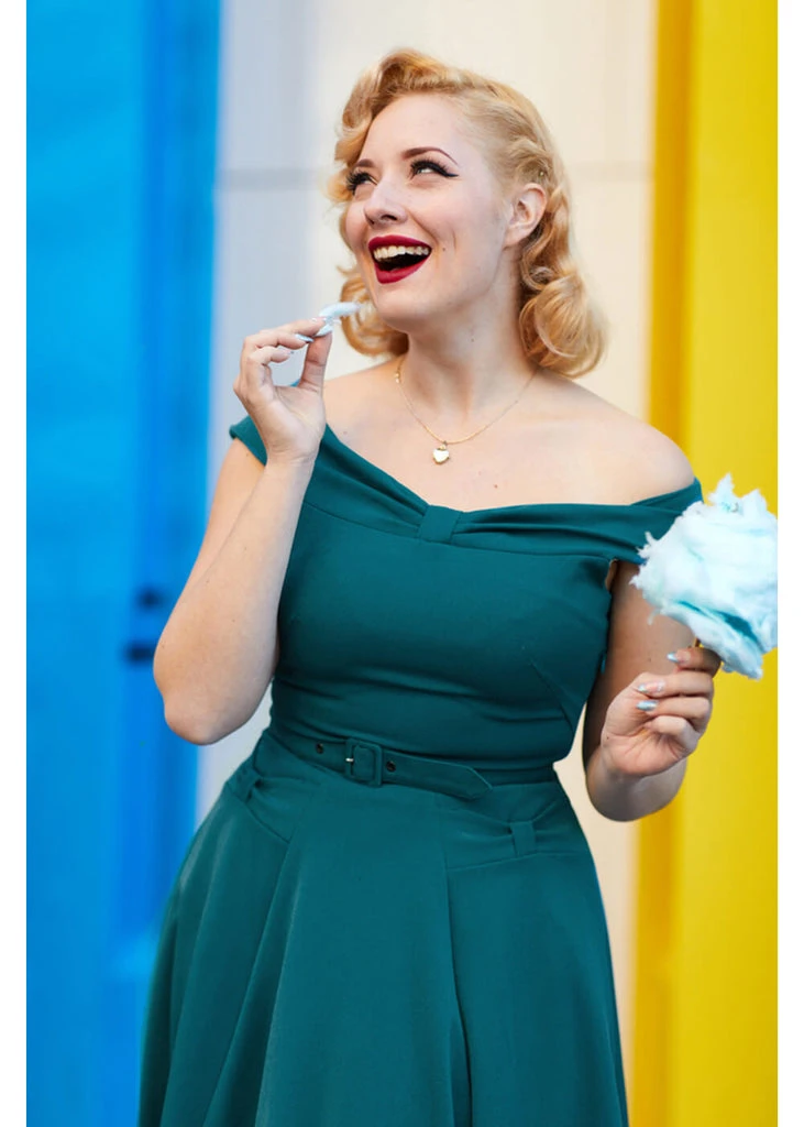 Miss Candyfloss Ida Kat 50's Swing Dress Teal 3 Miss Candyfloss Ida Kat 50's Swing Dress Teal