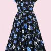 Pretty Dress Company Hourglass Verona 50's Swing Dress Black Blue -Pretty Retro Sales pretty dress company hourglass verona swing dress blk blue 1 1024x1024