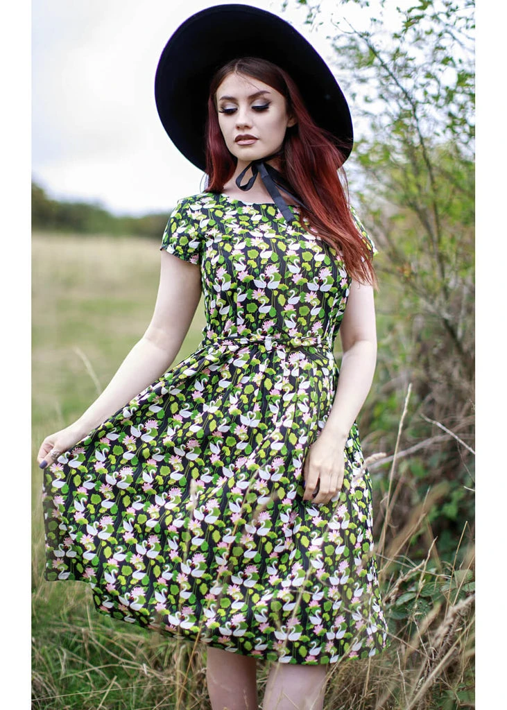 Run And Fly Swan Love 50's Dress Black 3 Run And Fly Swan Love 50's Dress Black