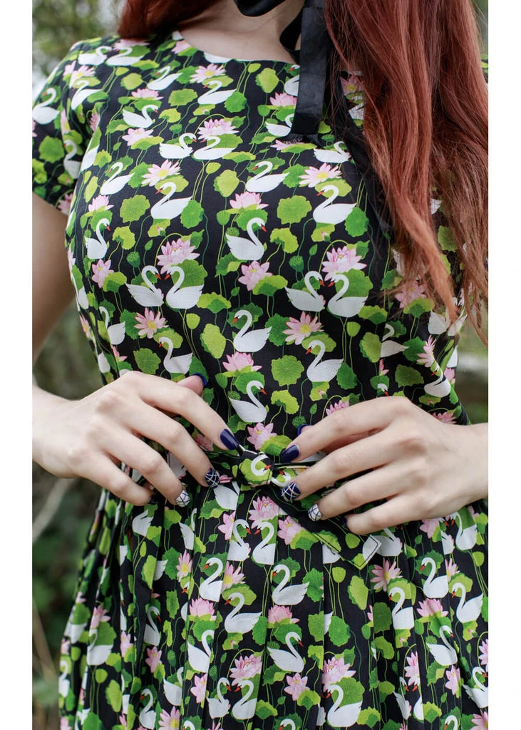 Run And Fly Swan Love 50's Dress Black 4 Run And Fly Swan Love 50's Dress Black - Image 2