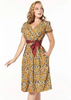 Timeless London Libby 40's Dress Caramel Brown